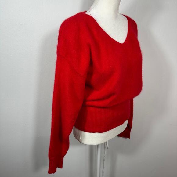 Vintage Charles Julian Red V-Neck Sweater S Lambswool Angora Blend Hong Kong - Picture 8 of 12